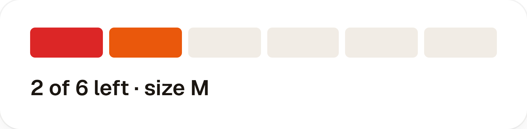 Low-stock notification showing a circular counter reading “Only 4 left in stock”