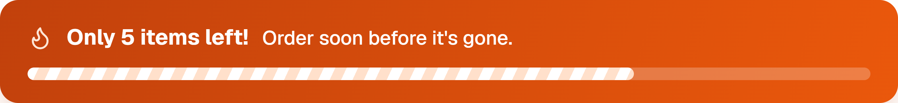 Dark segmented indicator reading “3 of 10 left in stock” with “Restock unlikely”