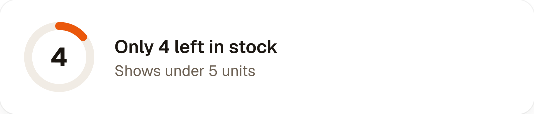 Segmented stock indicator reading “2 of 6 left · size M”